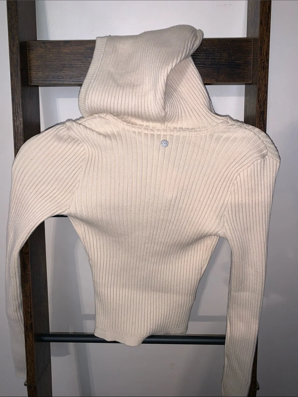 Roxy Ribbed Zip Hoodie in Cream - Picture 8 of 12